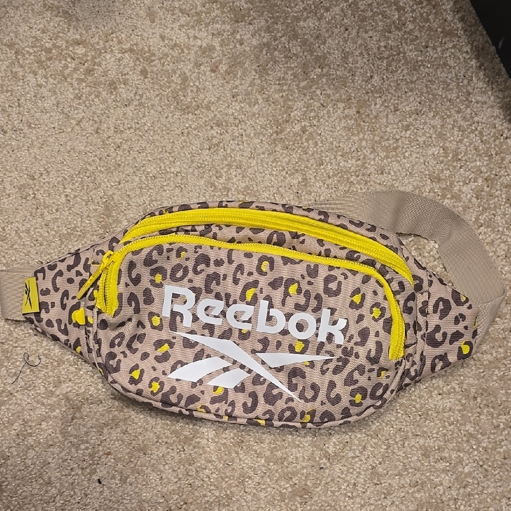 Reebok Leopard Print Fanny Pack with Yellow Accents